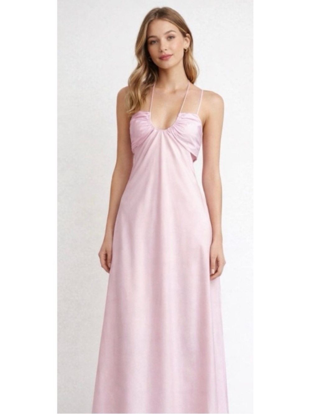 NWT A.L.C. Women's Pink Sienna Satin Cut Out Smocked Back Slip Dress Size 10